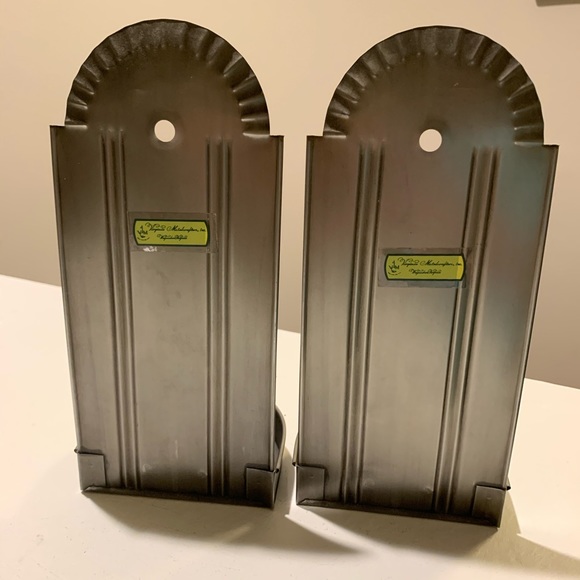 #SOLD# SCONCES Antique Handmade Crimped Metal - Picture 8 of 9